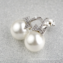 Элемент подарка роскошного подарка самый последний вися перлы белого золота и кубической серьги zirconia